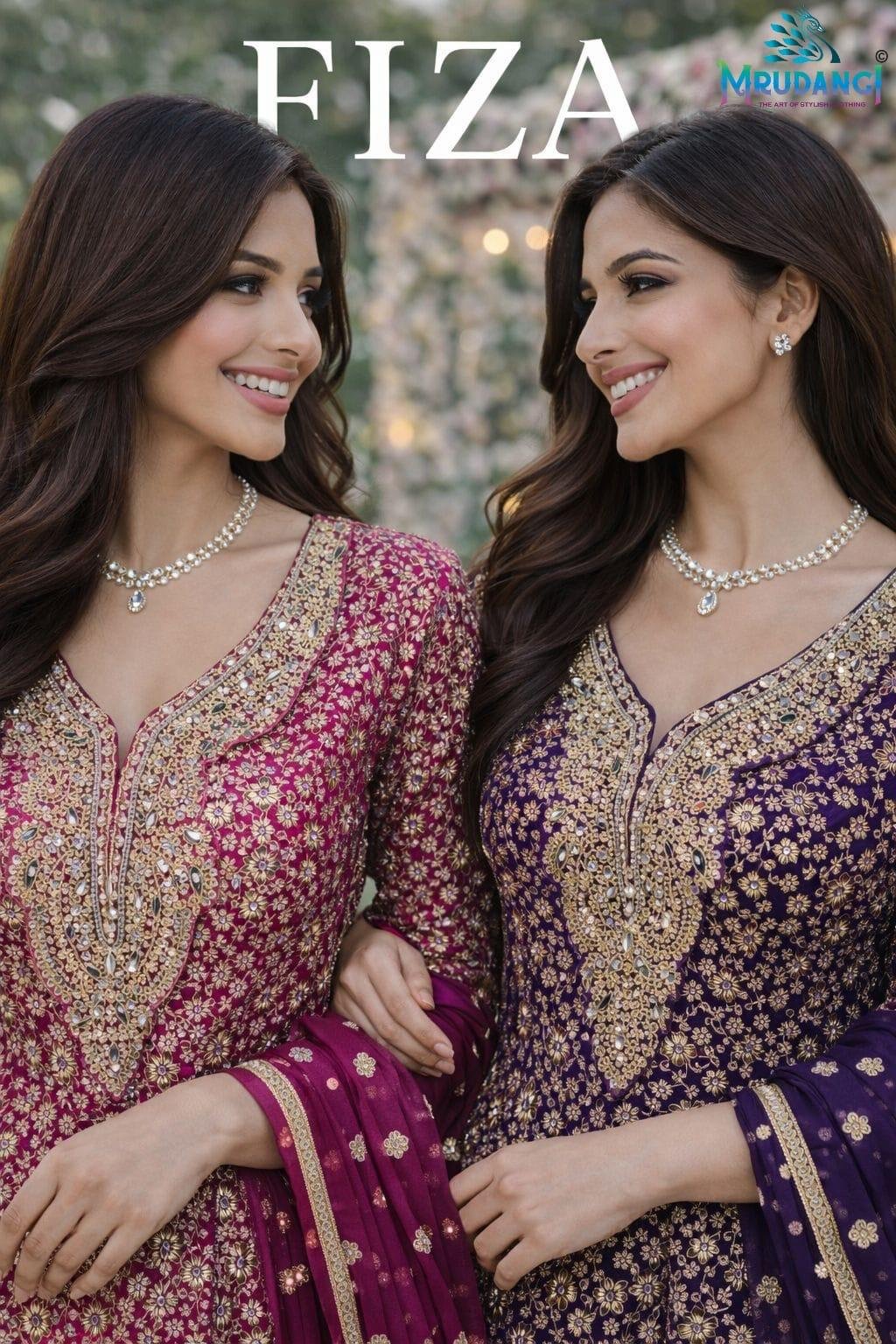 Mrudangi Fiza Georgette Embroidered Gown And Dupatta Collection Wholesale