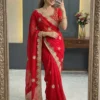 Bt 442 Beautiful Fandy Satin Silk Embroidered Saree Collection Wholesale
