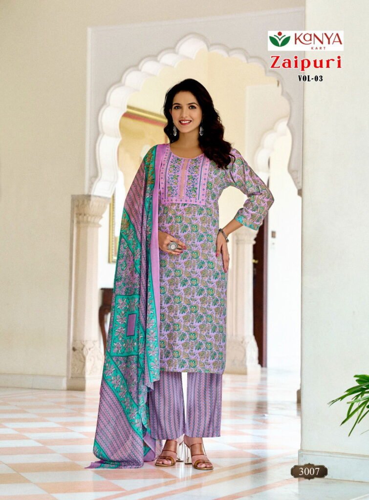Buy De Zaipuri Vol 3 Two Tone Cotton Embroidered Kurti WIth Bottom Dupatta Wholesale 2026
