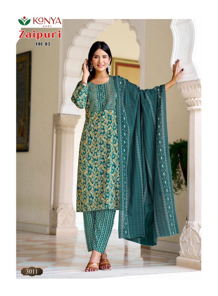 Buy De Zaipuri Vol 3 Two Tone Cotton Embroidered Kurti WIth Bottom Dupatta Wholesale 2026