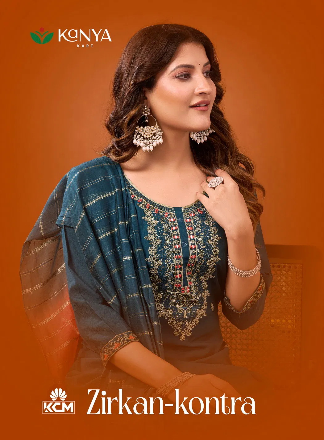 De Zirkan Kontra Vol 1 Vertican Handworked Kurti With Bottom Dupatta Wholesale