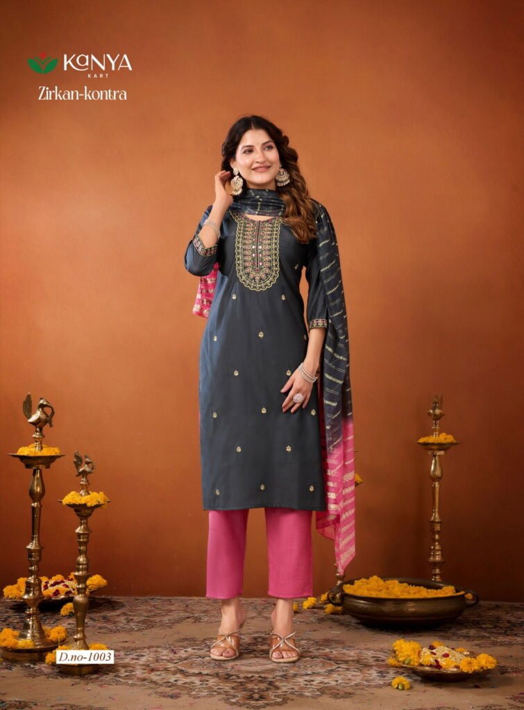 Launching De Zirkan Kontra Vol 1 Vertican Handworked Kurti With Bottom Dupatta Wholesale 2026
