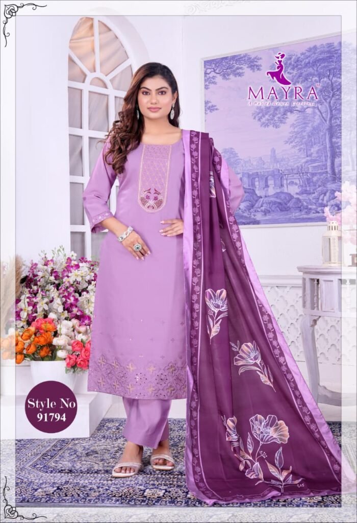Latest De Ishika Berlin Silk With Sequince Embroidery Worked Kurti With Bottom Dupatta Wholesale 2026