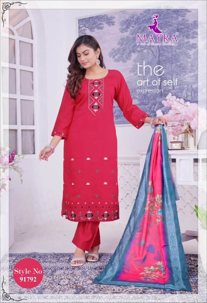 Latest De Ishika Berlin Silk With Sequince Embroidery Worked Kurti With Bottom Dupatta Wholesale 2026