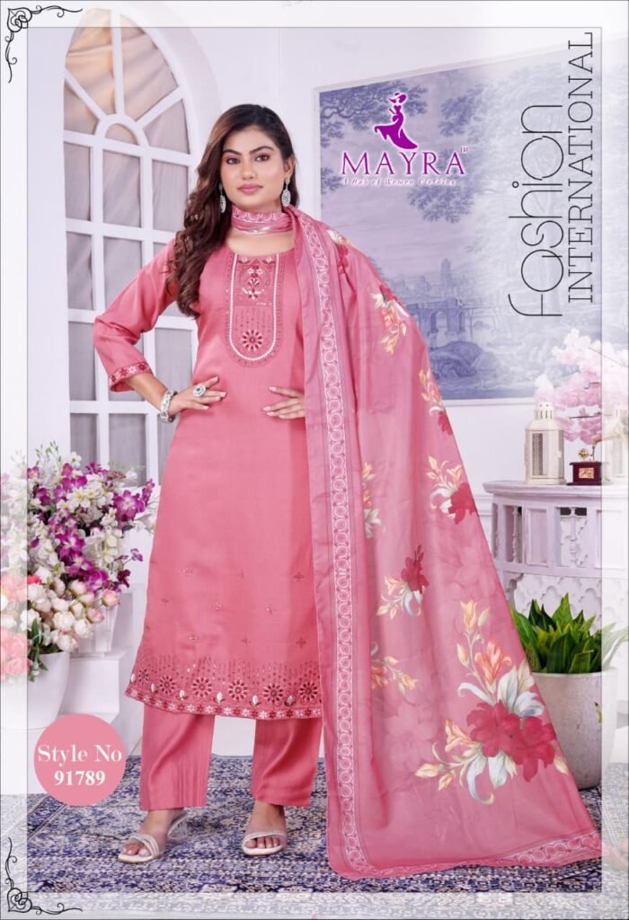 Latest De Ishika Berlin Silk With Sequince Embroidery Worked Kurti With Bottom Dupatta Wholesale 2026