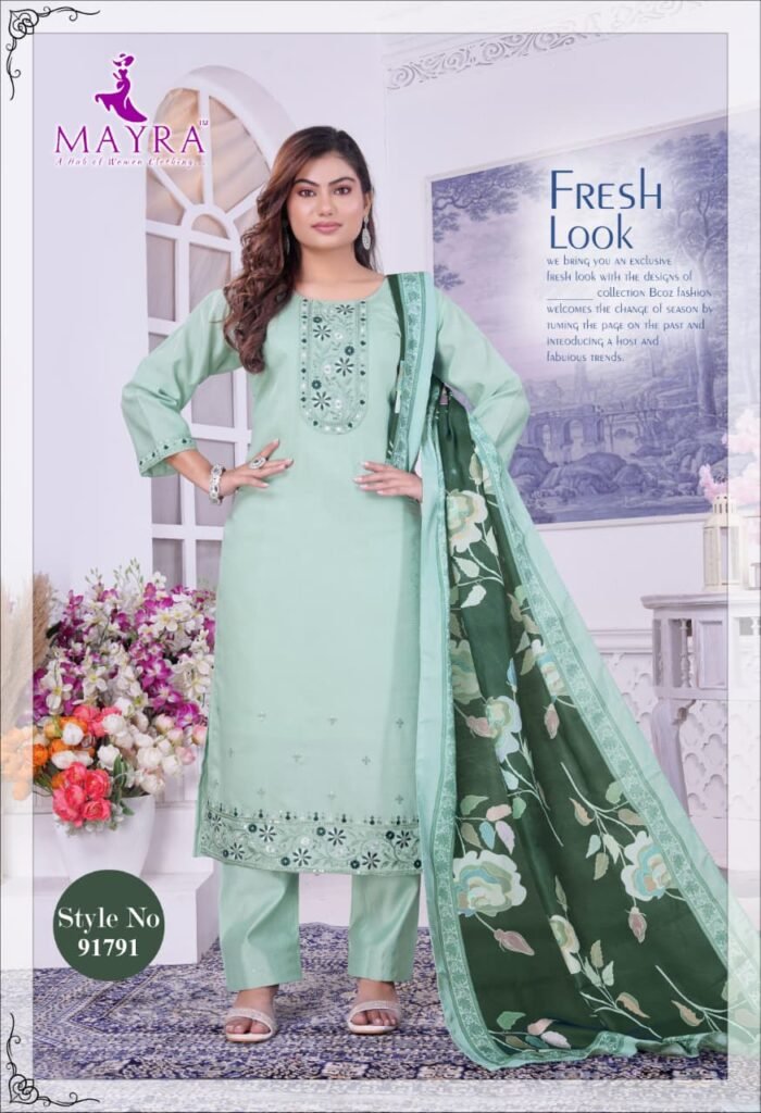 Latest De Ishika Berlin Silk With Sequince Embroidery Worked Kurti With Bottom Dupatta Wholesale 2026