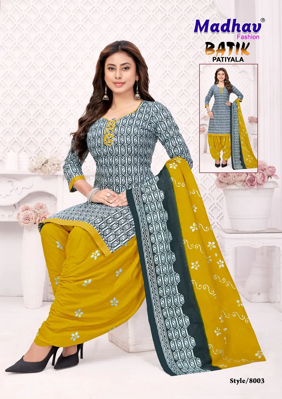 Madhav Batik Patiyala Vol 8 Cotton Printed Dress Material Collection Wholesale