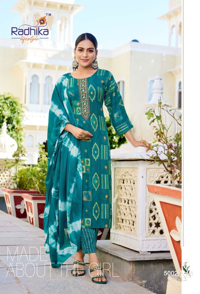 Buy Radhika Siri Vol 5 Rayon Foil Printed Kurti Pant And Dupatta Collection Wholesale 2026 2 Buy Radhika Siri Vol 5 Rayon Foil Printed Kurti Pant And Dupatta Collection Wholesale 2026