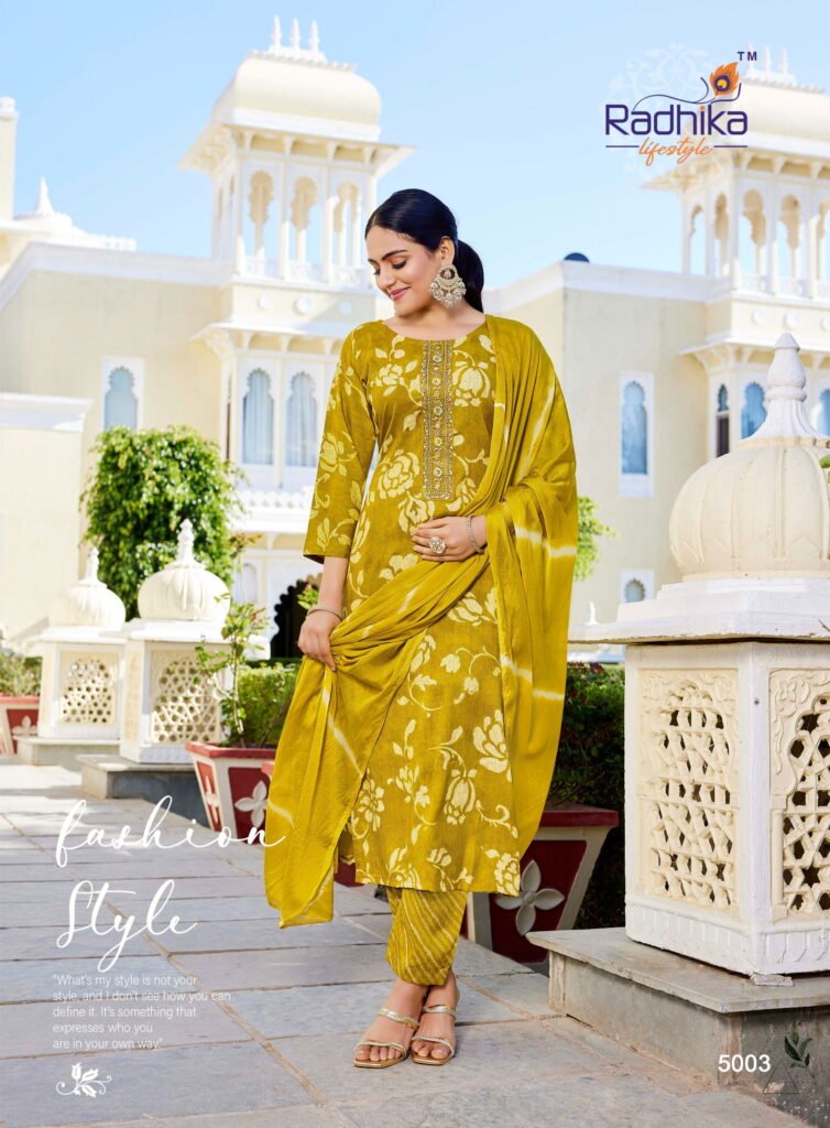 Buy Radhika Siri Vol 5 Rayon Foil Printed Kurti Pant And Dupatta Collection Wholesale 2026 3 Buy Radhika Siri Vol 5 Rayon Foil Printed Kurti Pant And Dupatta Collection Wholesale 2026
