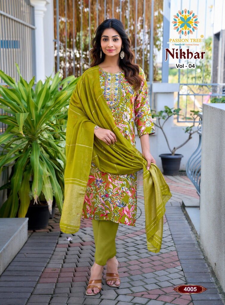 Stylish Nikhar Vol 4 By Passion Tree Rayon With Foil Print Top Bottom And Dupatta Wholesale 2026 7 Stylish Nikhar Vol 4 By Passion Tree Rayon With Foil Print Top Bottom And Dupatta Wholesale 2026