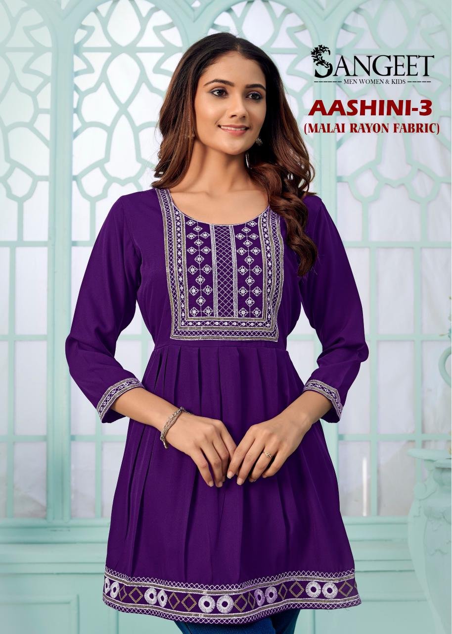 Sangeet Aashini Vol 3 Rayon With Embroidery Work Top Collection Wholesale 6 Launching Sangeet Aashini Vol 3 Rayon With Embroidery Work Top Collection Wholesale 2026
