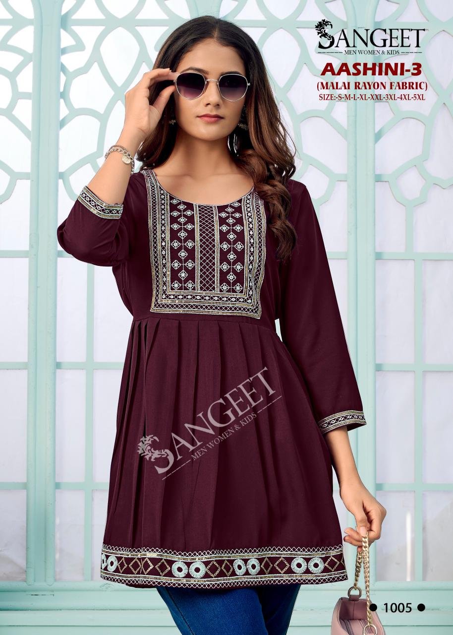 Sangeet Aashini Vol 3 Rayon With Embroidery Work Top Collection Wholesale 7 Launching Sangeet Aashini Vol 3 Rayon With Embroidery Work Top Collection Wholesale 2026