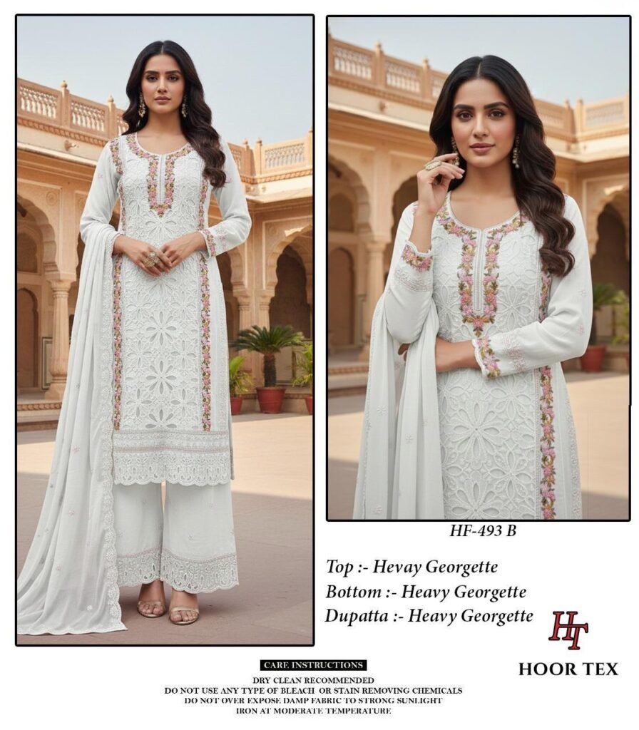Beautiful Hoor Tex Hf 493 A to D Heavy Georgette Designer Pakistani Salwar Suit Collection Wholesale 2026 7 Beautiful Hoor Tex Hf 493 A to D Heavy Georgette Designer Pakistani Salwar Suit Collection Wholesale 2026