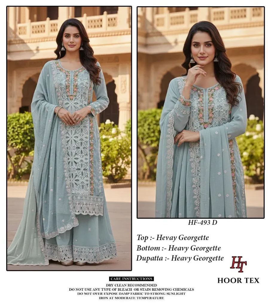 Beautiful Hoor Tex Hf 493 A to D Heavy Georgette Designer Pakistani Salwar Suit Collection Wholesale 2026 8 Beautiful Hoor Tex Hf 493 A to D Heavy Georgette Designer Pakistani Salwar Suit Collection Wholesale 2026