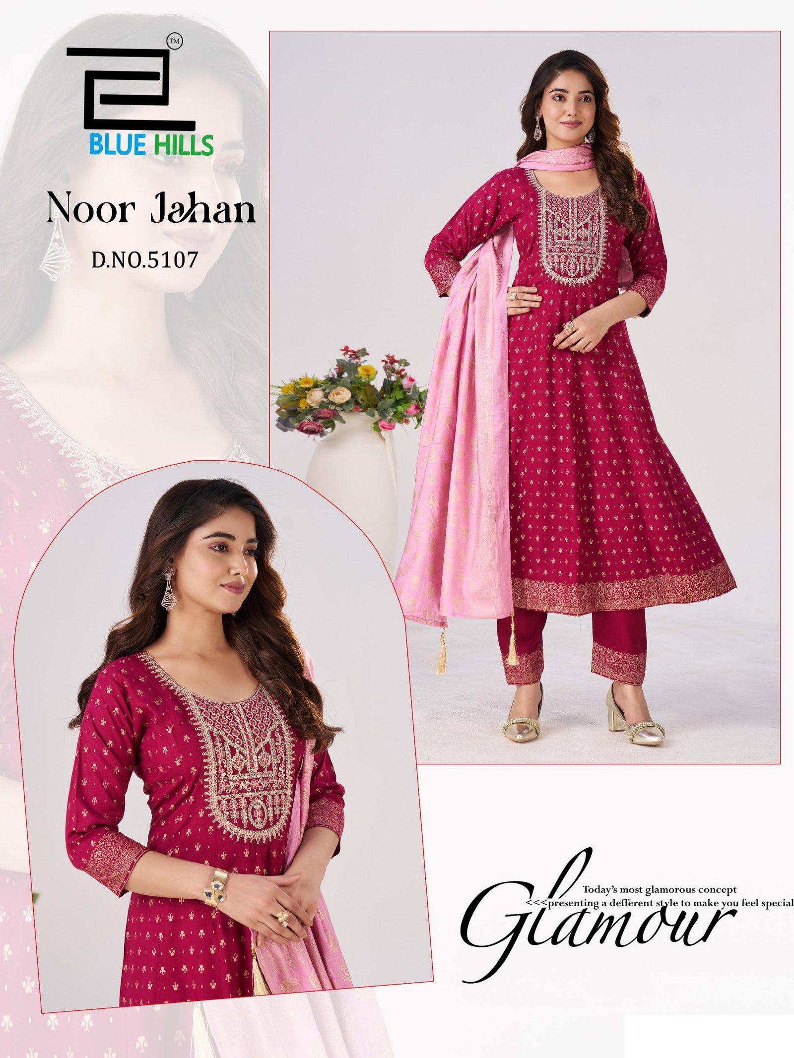 Blue Hills Noor Jahan Chanderi Foil Printed Embroidery Top Bottom And Dupatta Wholesale 4 Stylish Blue Hills Noor Jahan Chanderi Foil Printed Embroidery Top Bottom And Dupatta Wholesale 2026