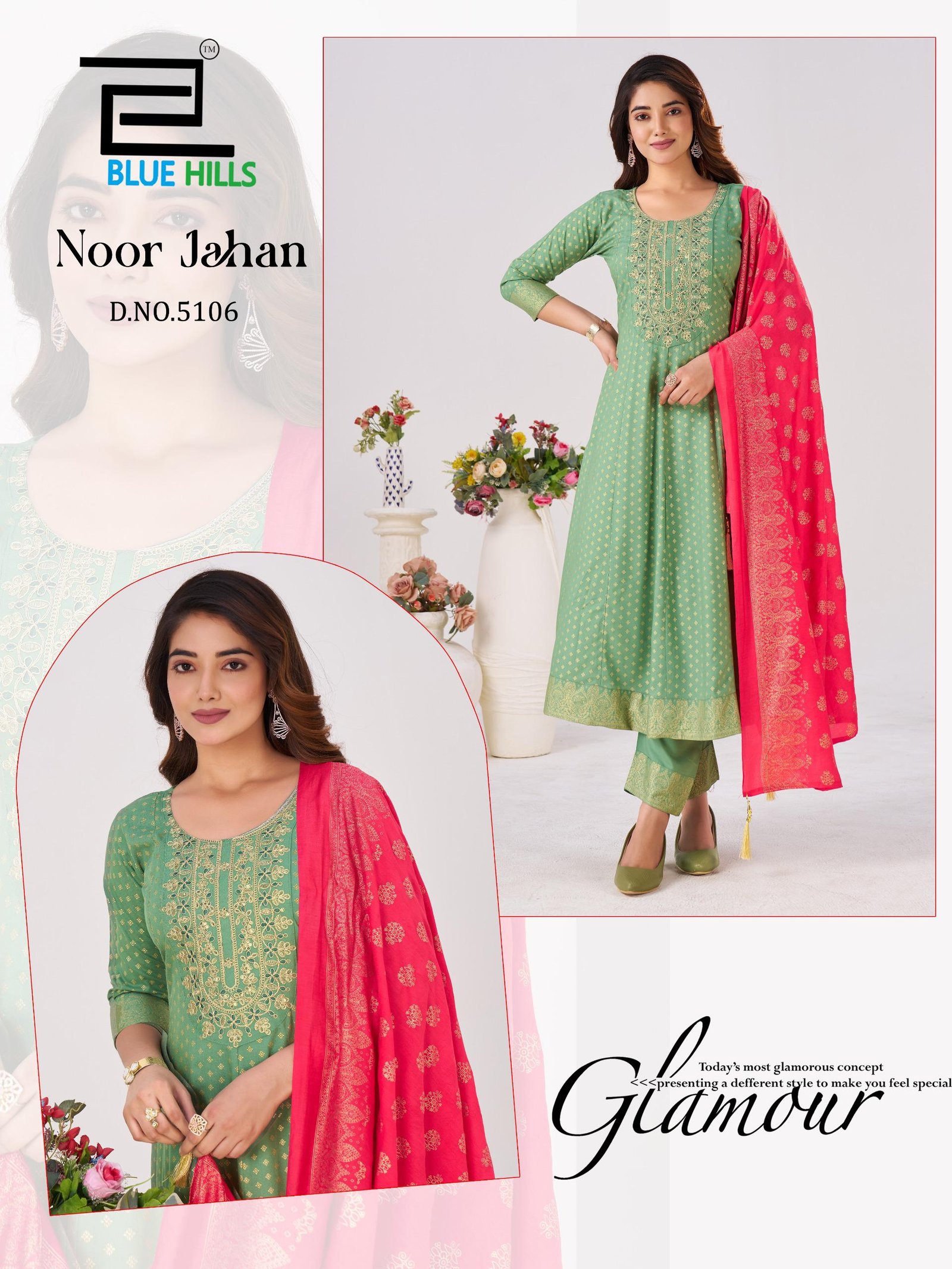 Blue Hills Noor Jahan Chanderi Foil Printed Embroidery Top Bottom And Dupatta Wholesale 5 Stylish Blue Hills Noor Jahan Chanderi Foil Printed Embroidery Top Bottom And Dupatta Wholesale 2026