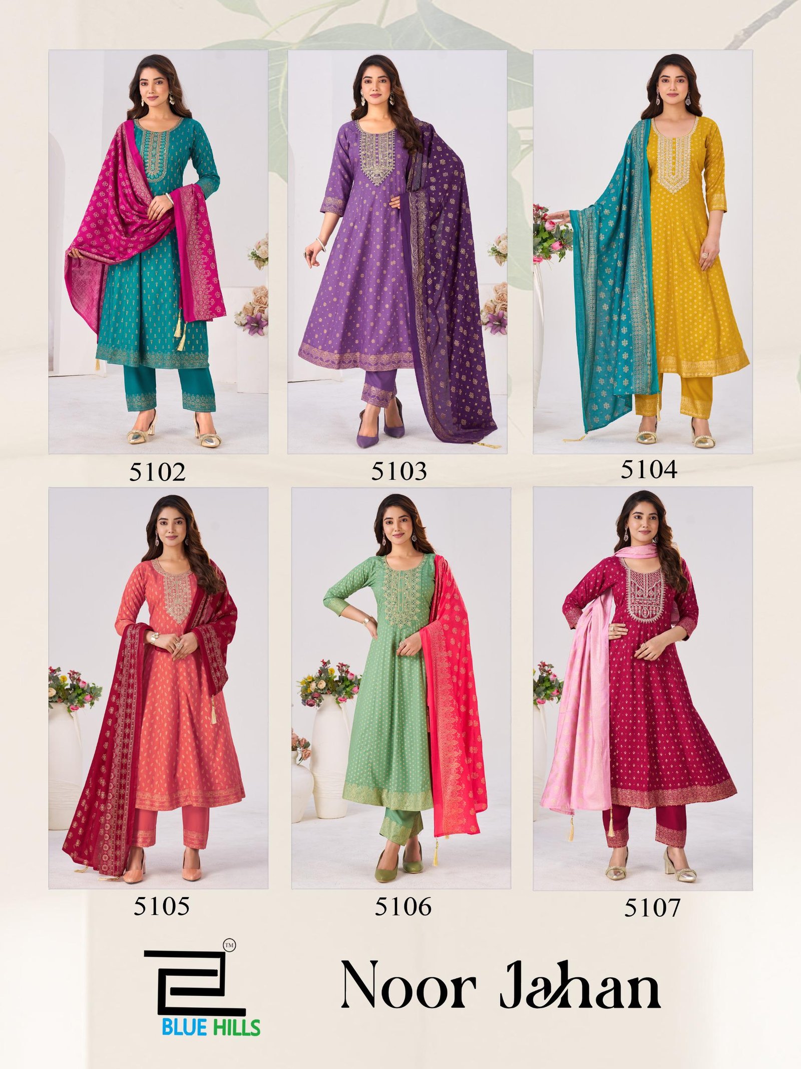 Blue Hills Noor Jahan Chanderi Foil Printed Embroidery Top Bottom And Dupatta Wholesale 10 Stylish Blue Hills Noor Jahan Chanderi Foil Printed Embroidery Top Bottom And Dupatta Wholesale 2026