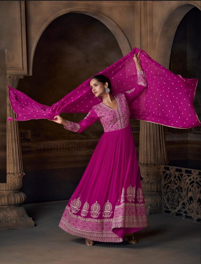 Latest Sayuri Saadgi Real Georgette Trendy Look Gown With Dupatta Wholesale 2026