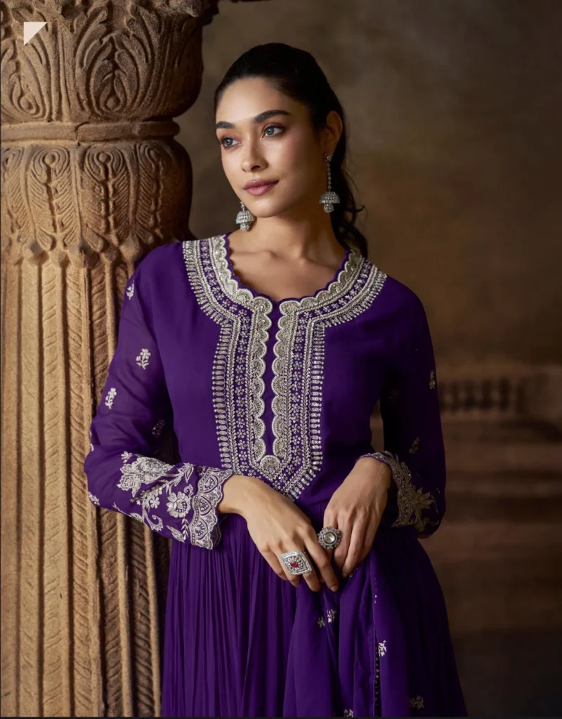 Latest Sayuri Saadgi Real Georgette Trendy Look Gown With Dupatta Wholesale 2026