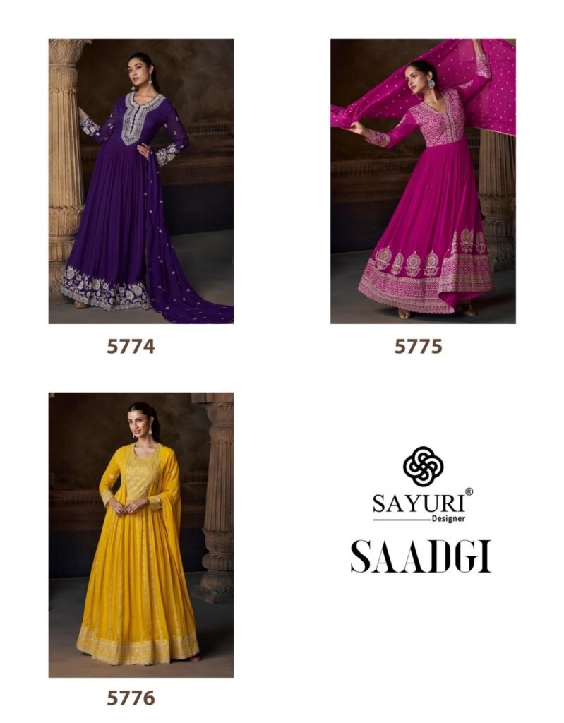 Latest Sayuri Saadgi Real Georgette Trendy Look Gown With Dupatta Wholesale 2026