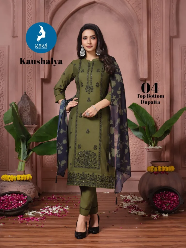 Latest Kaya Kaushalya Roman Silk With Work Kurti Pant And Dupatta Collection Wholesale 2026