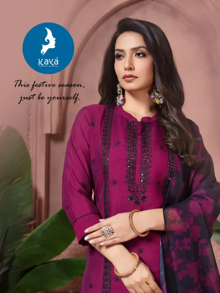 Latest Kaya Kaushalya Roman Silk With Work Kurti Pant And Dupatta Collection Wholesale 2026