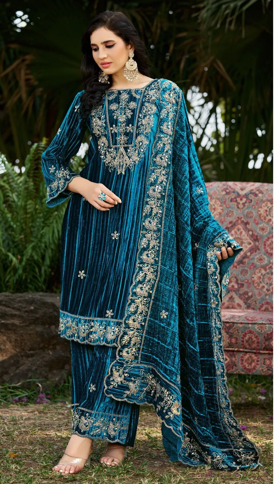 Bilqis B 240 A To D Ice Velvet With Embroidered Pakistani Salwar Kameez Wholesale