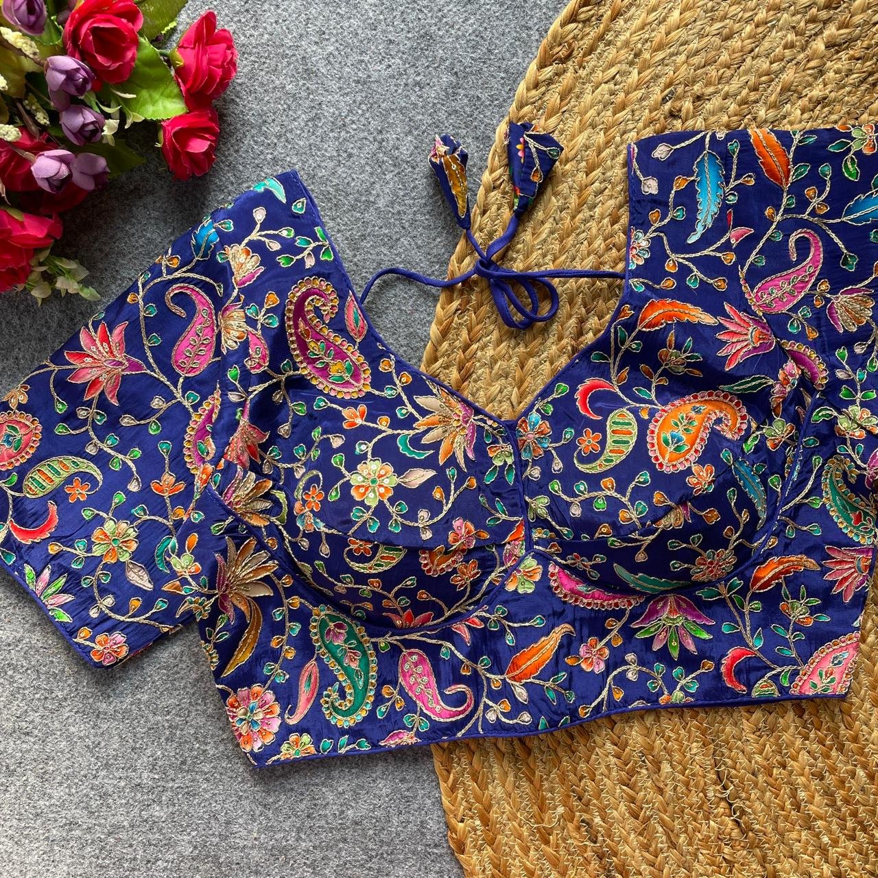 Pih Sabya Keri Pure Viscose Natural Crepe Embroidery Work Readymade Blouse Wholesale