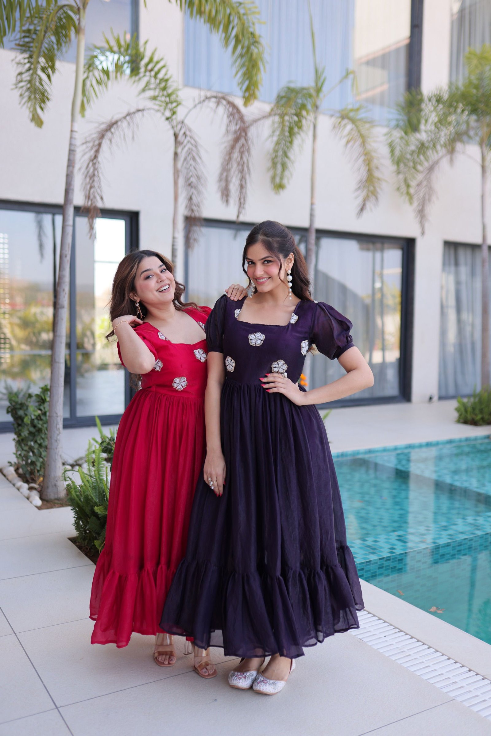 Lekha KA 1224 Fendi Silk Beads Embroidery Gown Wholesale