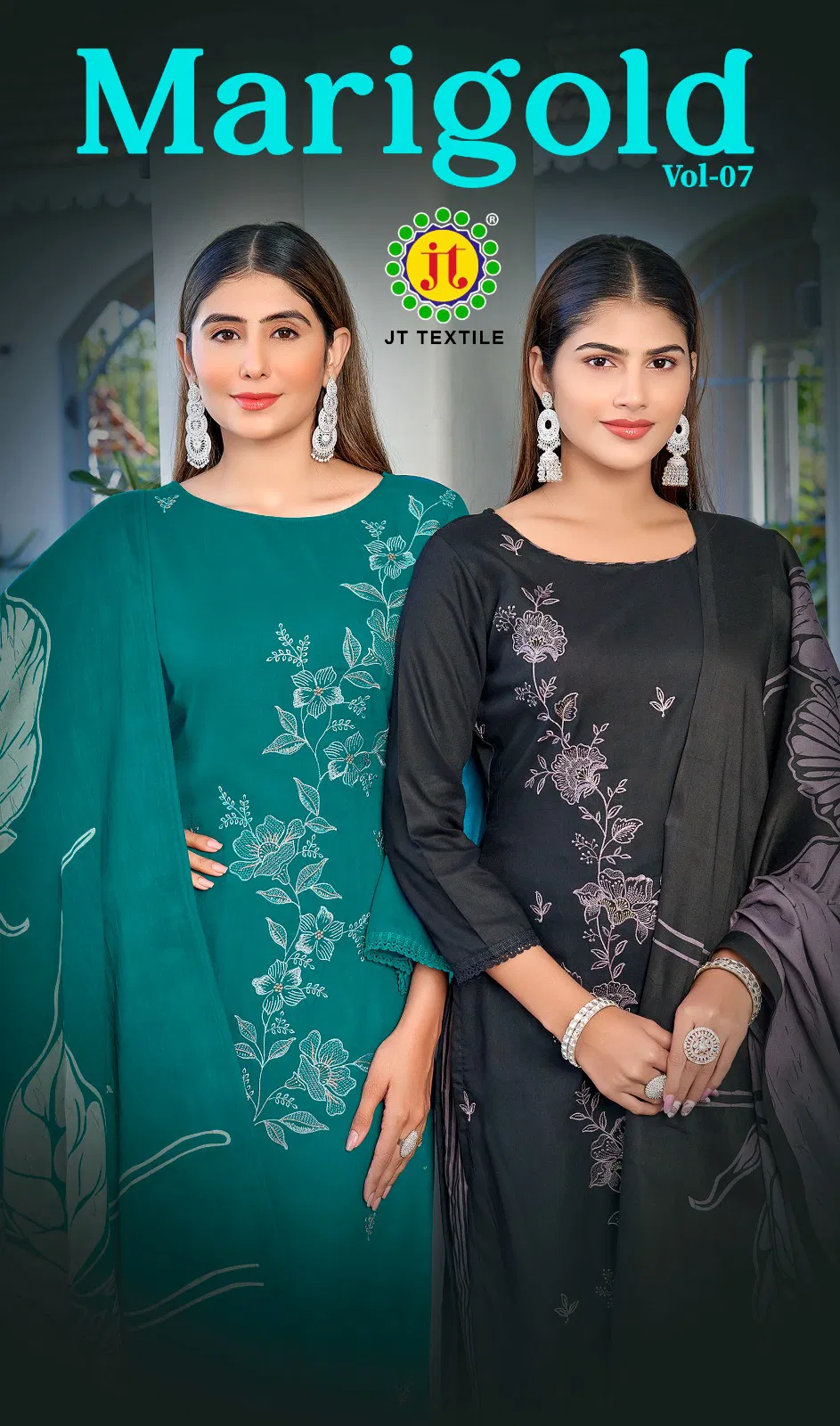 Jt Marigold Vol 7 Rayon With Embroidery Work Dress Material Collection Wholesale