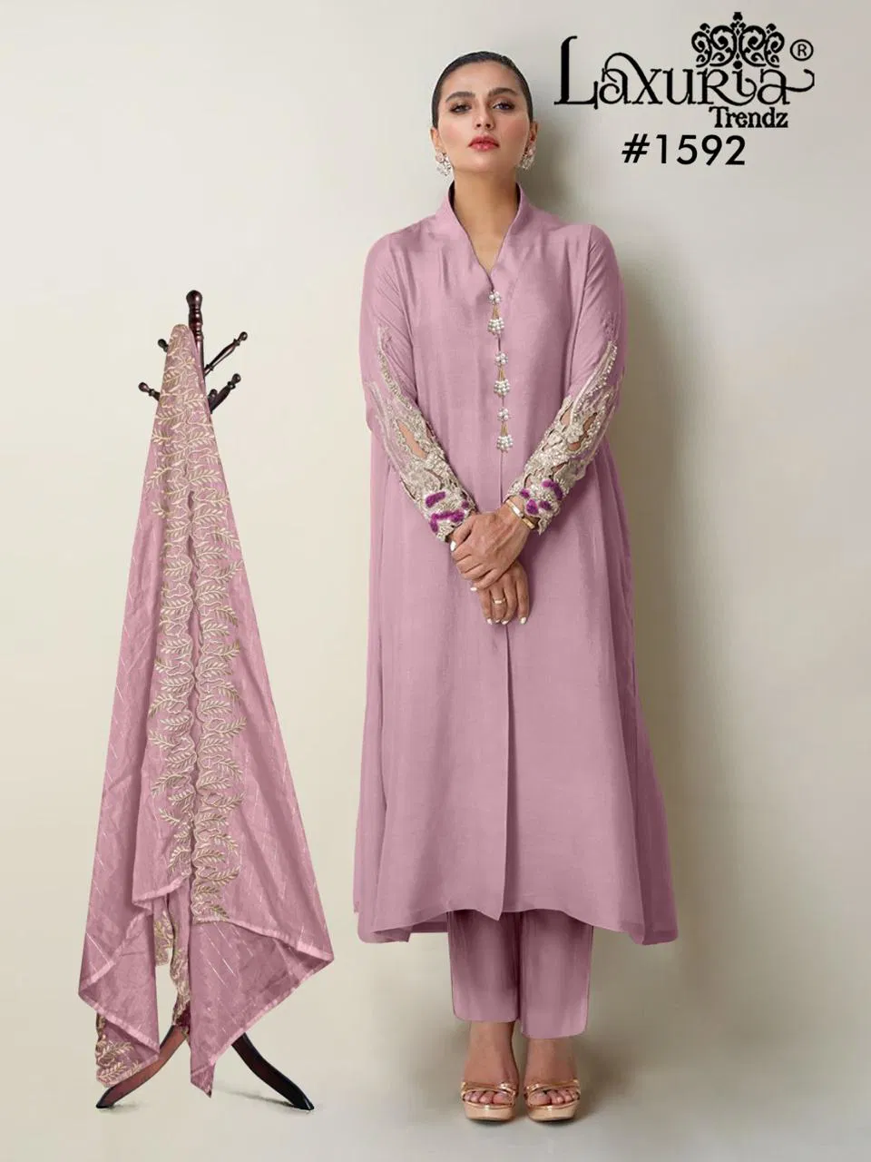 Luxuria Trendz 1592 Satin Embroidery Pakistani Readymade Collection Wholesale