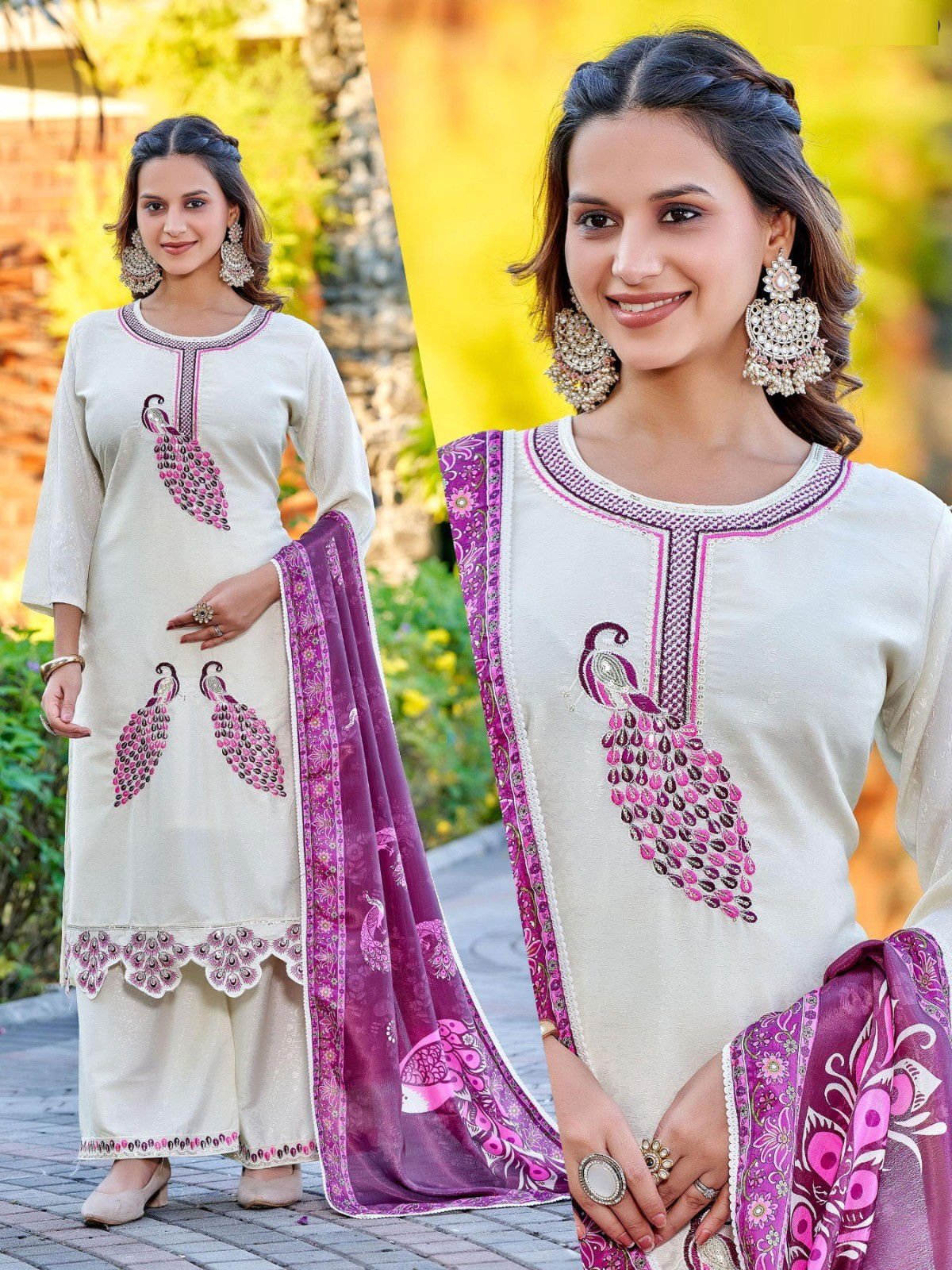 Naisha K 576 Jacquard Fancy Kurti Pant And Dupatta Collection Wholesale 4 Naisha K 576 Jacquard Fancy Kurti Pant And Dupatta Collection Wholesale