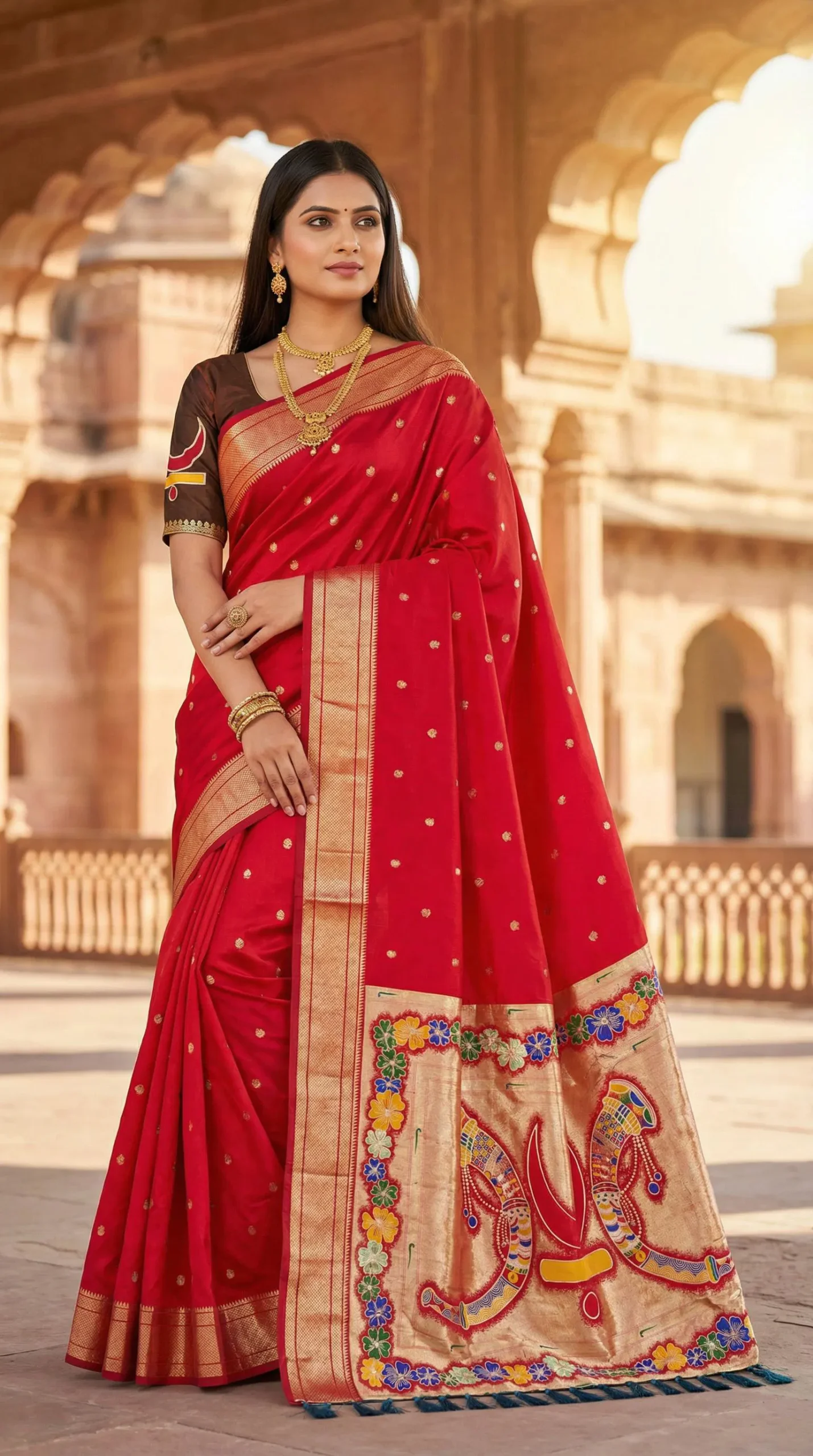 Lekha MN Rajmata Paithani Soft Pethani Silk Zari Weaving Saree Wholesale