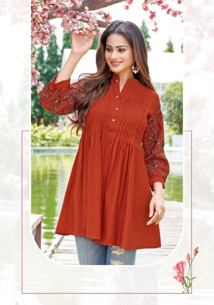 Beautiful Wooglee Trendy Touch Rayon Slub Thread And Handwork Top Collection Wholesale 2026