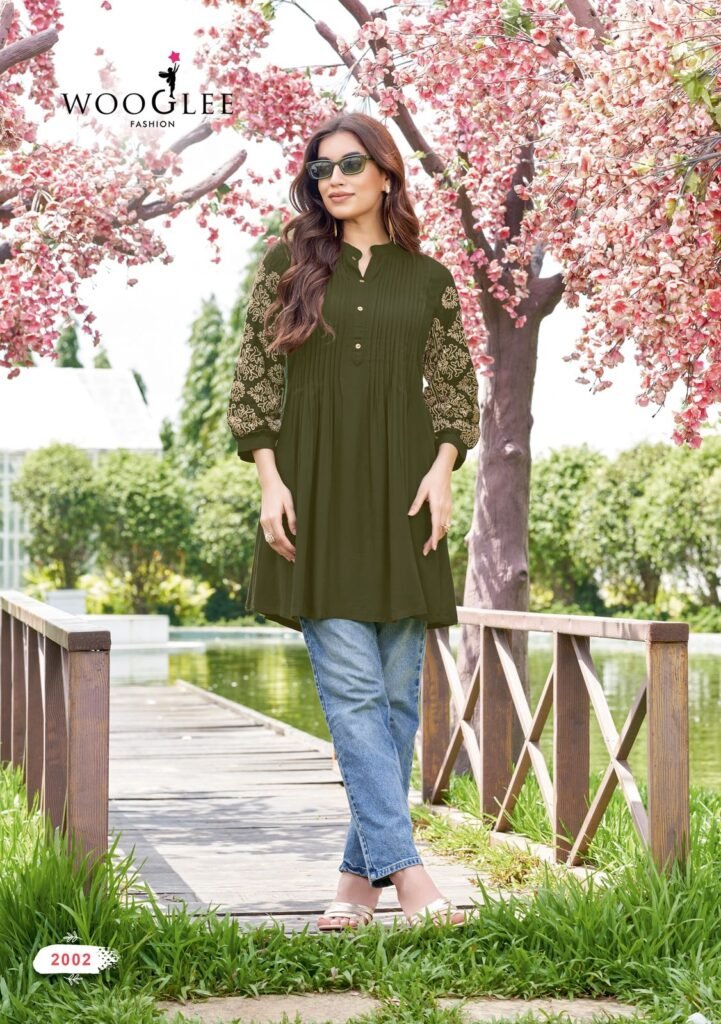 Beautiful Wooglee Trendy Touch Rayon Slub Thread And Handwork Top Collection Wholesale 2026