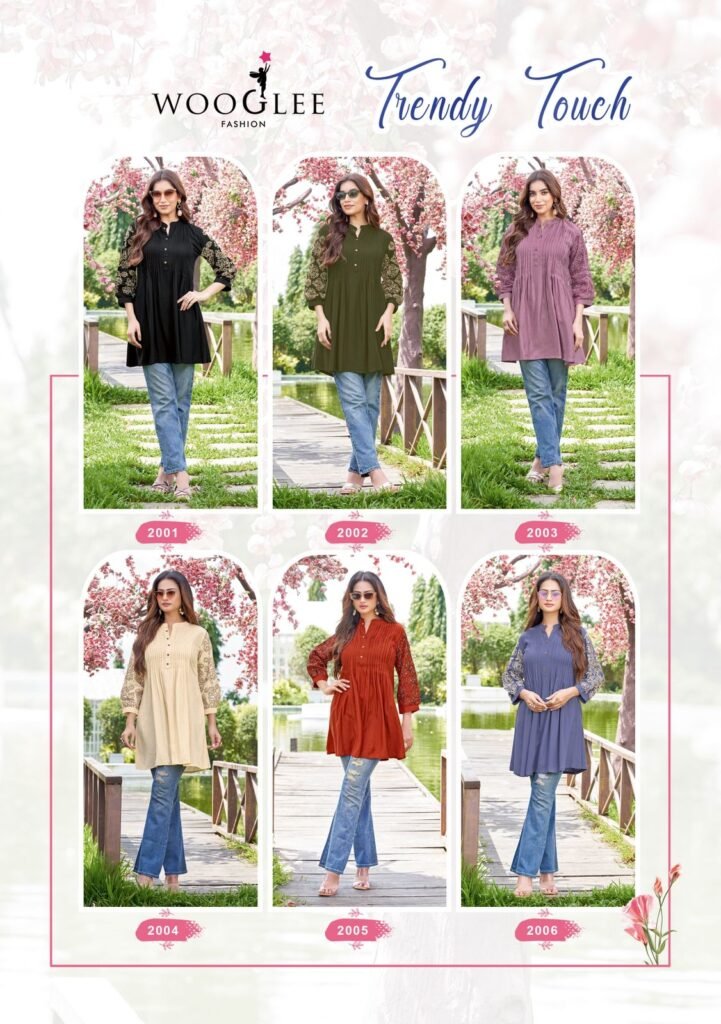 Beautiful Wooglee Trendy Touch Rayon Slub Thread And Handwork Top Collection Wholesale 2026
