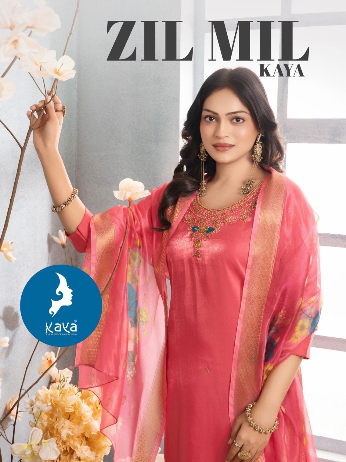 Kaya Zil Mil Roman Glass Fancy Kurti Pant And Dupatta Collection Wholesale