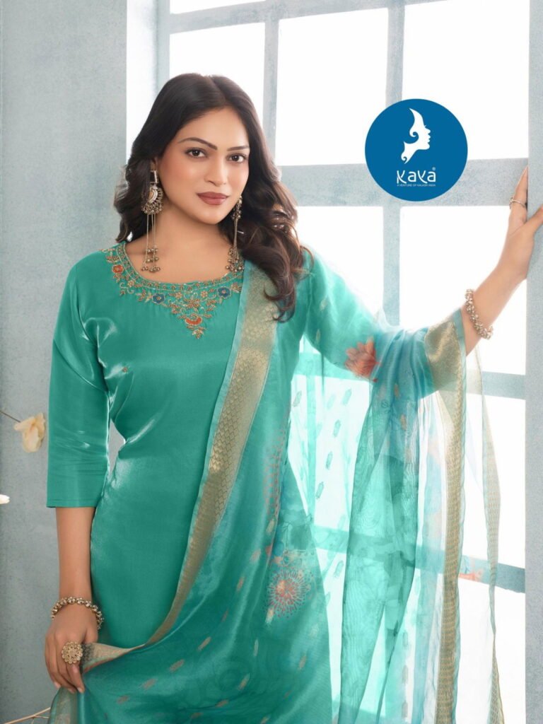Stylish Kaya Zil Mil Roman Glass Fancy Kurti Pant And Dupatta Collection Wholesale 2026