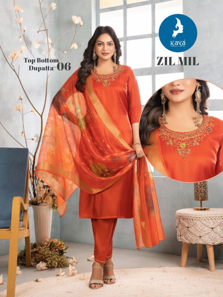 Stylish Kaya Zil Mil Roman Glass Fancy Kurti Pant And Dupatta Collection Wholesale 2026