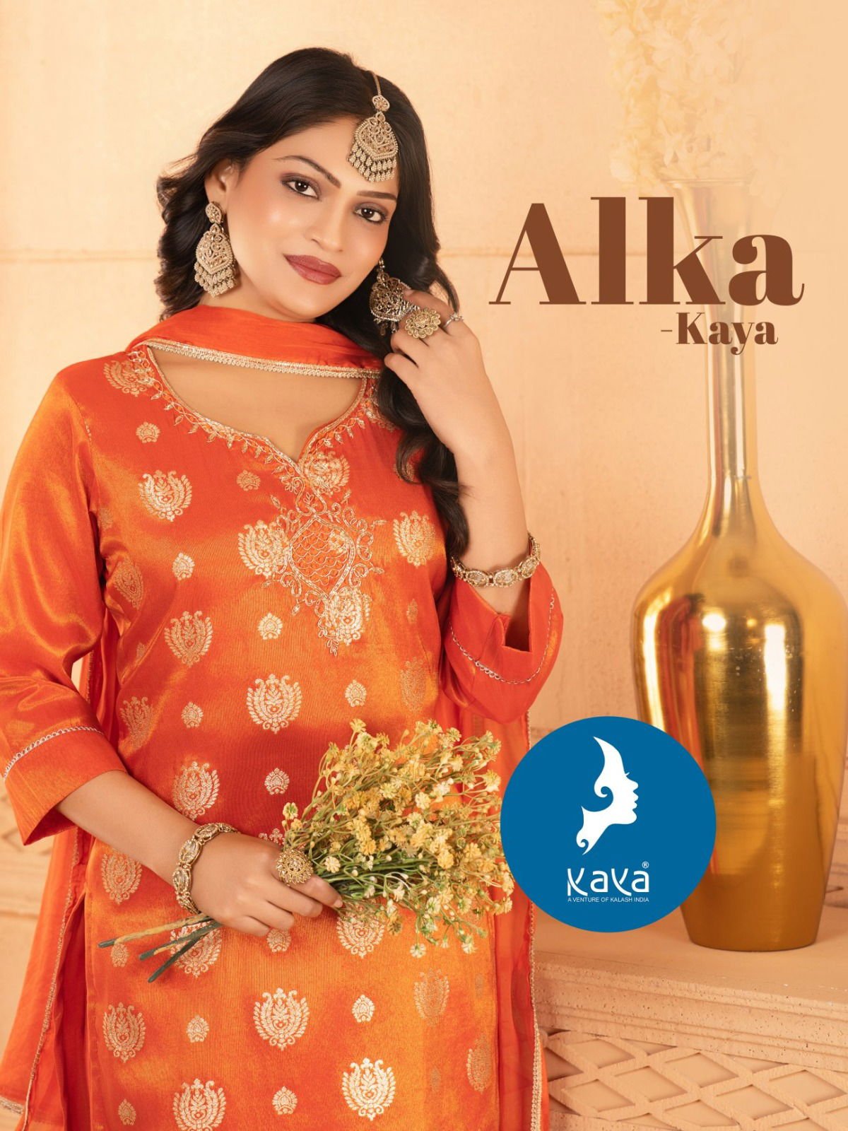 Kaya Alka Viscose Jacquard With Work Kurti Pant And Dupatta Collection Wholesale