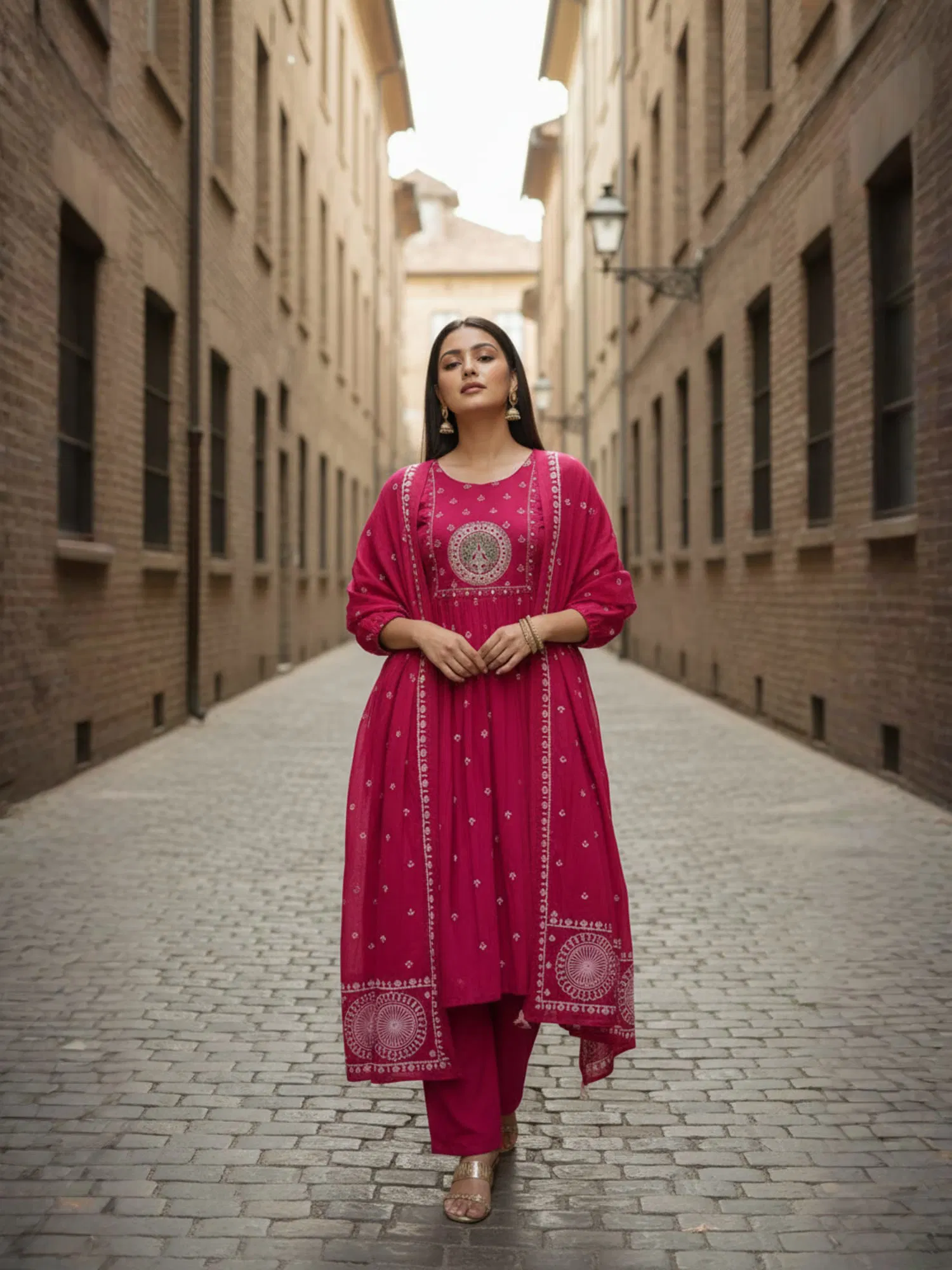 Navya Kurti 200 Party Wear Embroidery Worked Rayon Kurti with Pant and Dupatta Set Wholesale