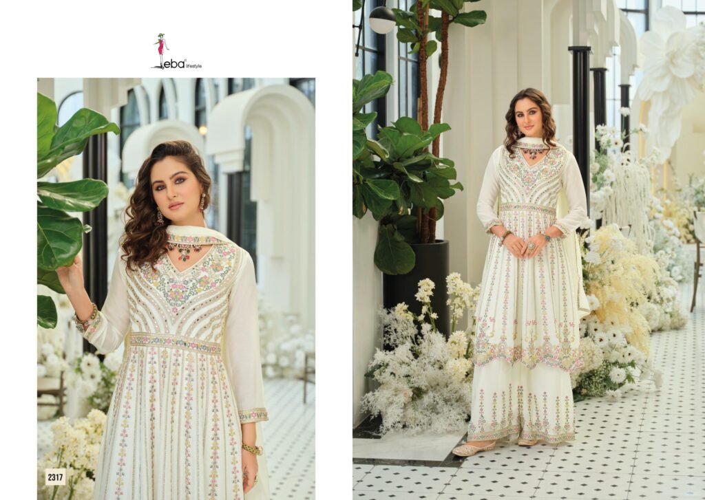 Buy Eba Barbie Vol 5 Black And White Chinon Embroidery Top Plazzo And Dupatta Wholesale 2026
