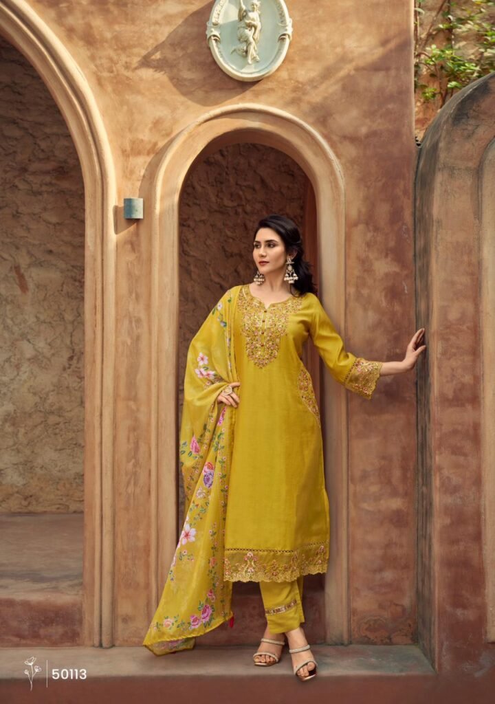 Buy Lady Leela Gulmohar Viscose Silk With Embroidery Kurti Pant And Dupatta Wholesale 2026
