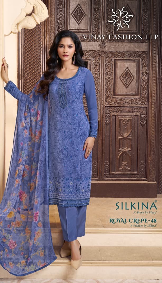 Vinay Kuleesh Silkina Royal Crepe 48 Crepe Digital Printed Designer Salwar Kameez Wholesale