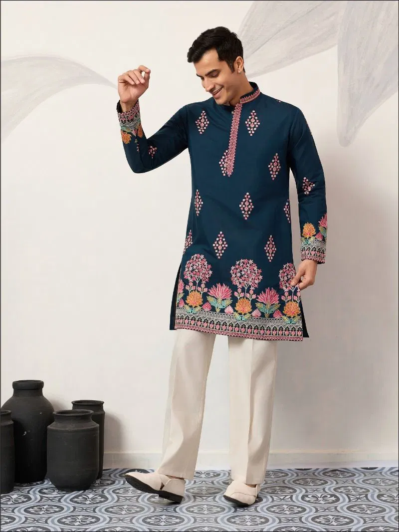 Shubhvastra The Grand Kurta Viscose Silk Thread Work Kurta And Pant Collection Wholesale