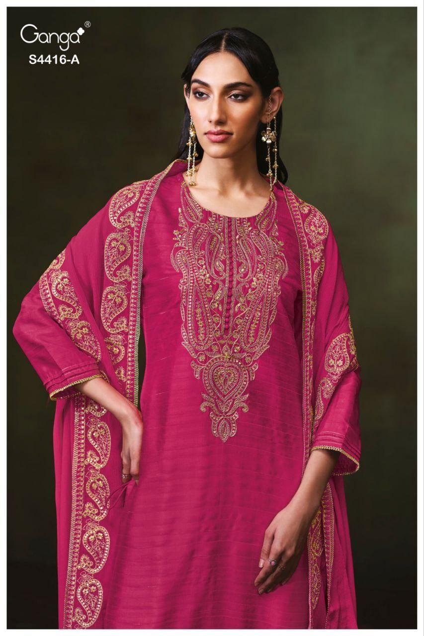 Ganga Mireza 4416 Bemberg Silk Gulmohar With Embroidery Salwar Kameez Wholesale 4 Ganga Mireza 4416 Bemberg Silk Gulmohar With Embroidery Salwar Kameez Wholesale