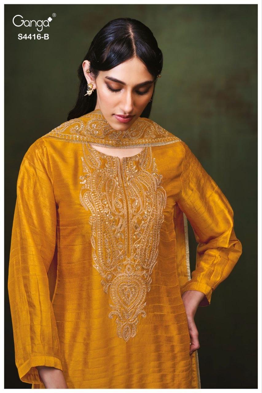Ganga Mireza 4416 Bemberg Silk Gulmohar With Embroidery Salwar Kameez Wholesale 5 Ganga Mireza 4416 Bemberg Silk Gulmohar With Embroidery Salwar Kameez Wholesale