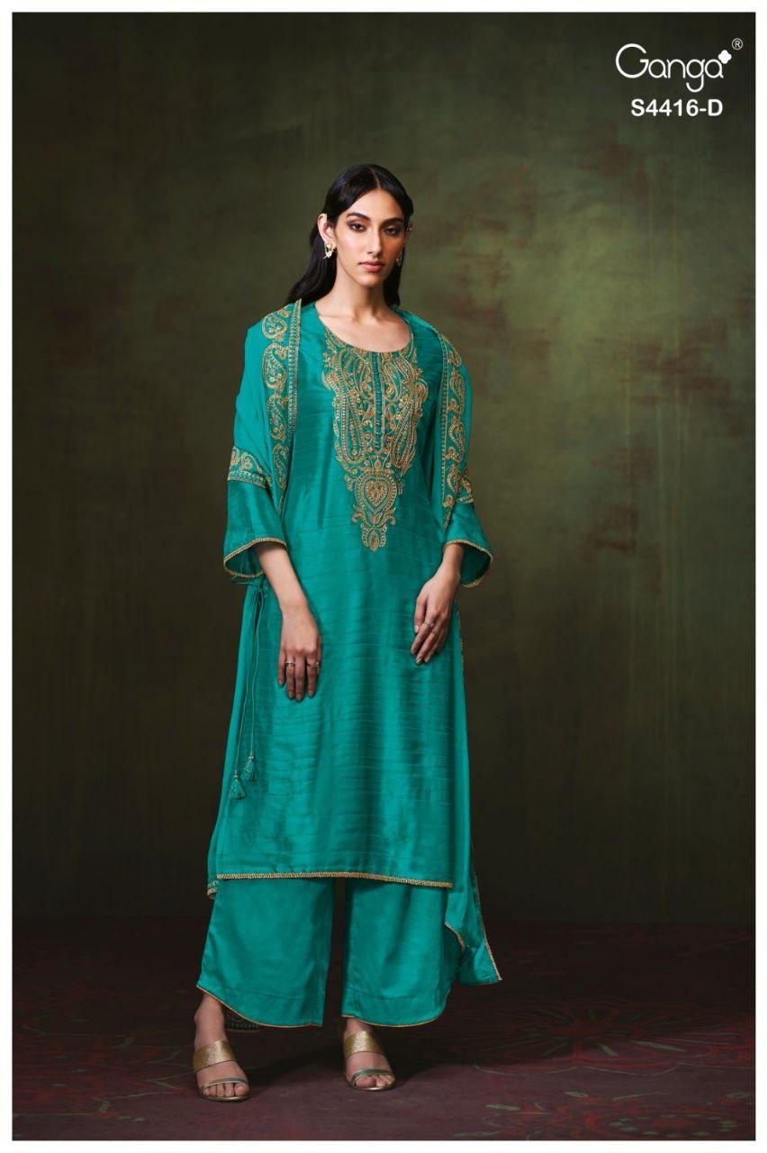 Ganga Mireza 4416 Bemberg Silk Gulmohar With Embroidery Salwar Kameez Wholesale 10 Ganga Mireza 4416 Bemberg Silk Gulmohar With Embroidery Salwar Kameez Wholesale