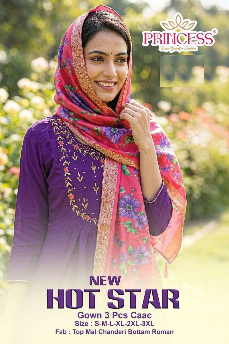 Princess New Hot Star Mal Chanderi Anarkali Kurti Set Collection Wholesale