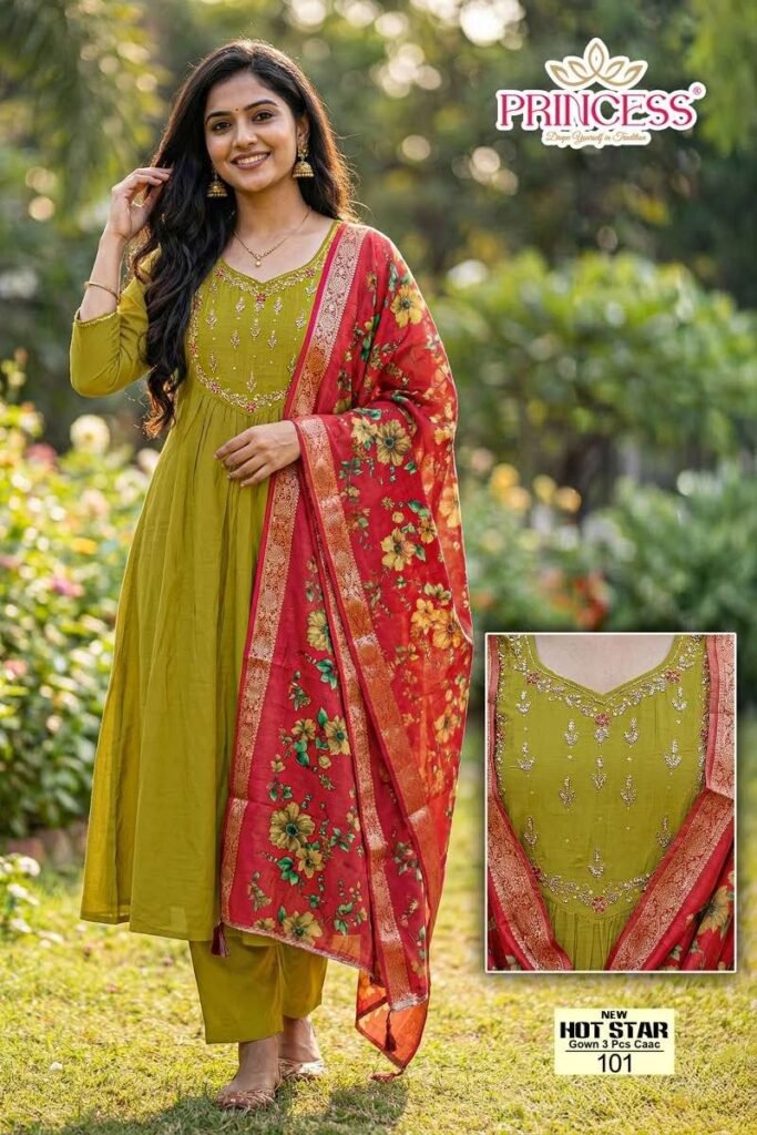 Beautiful Princess New Hot Star Mal Chanderi Anarkali Kurti Set Collection Wholesale 2026